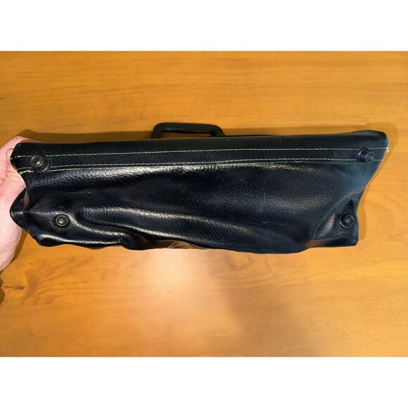 Vintage 14" x 11" European Health Spa Black Leather Gym/Tote Bag VTG 70s - Picture 4 of 10